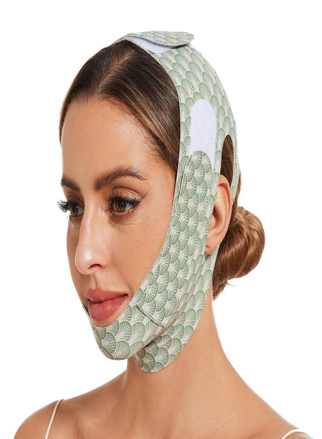 EDCBMB V Line Lifting Mask chin strap for sleeping jaw exerciser jawline shaper for women,Large,Green - Image 1